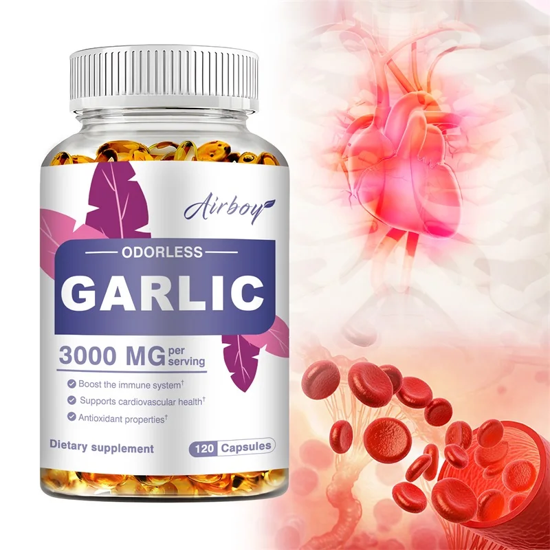 

Odorless Pure Garlic 3000mg - Balance Cholesterol, Help Immunity, Heart Health, Detoxification, Cleansing, Non-GMO, Vegan