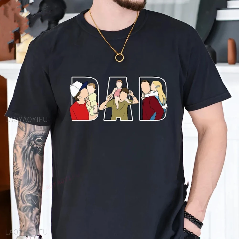 

Fathers Day Gift Shirt Men Dad Portrait Line Art Cotton Tshirt Personalized From Wife Kids Funny Husband Present Men Clothing