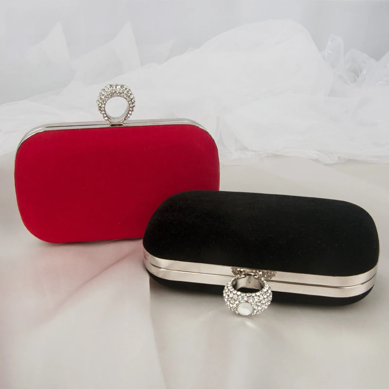 Small Shoulder Bag High Quality Velvet Ladies Rings Clutch Bag Women Evening Party Purse and Handbag Luxury Crossbody Bag Prom