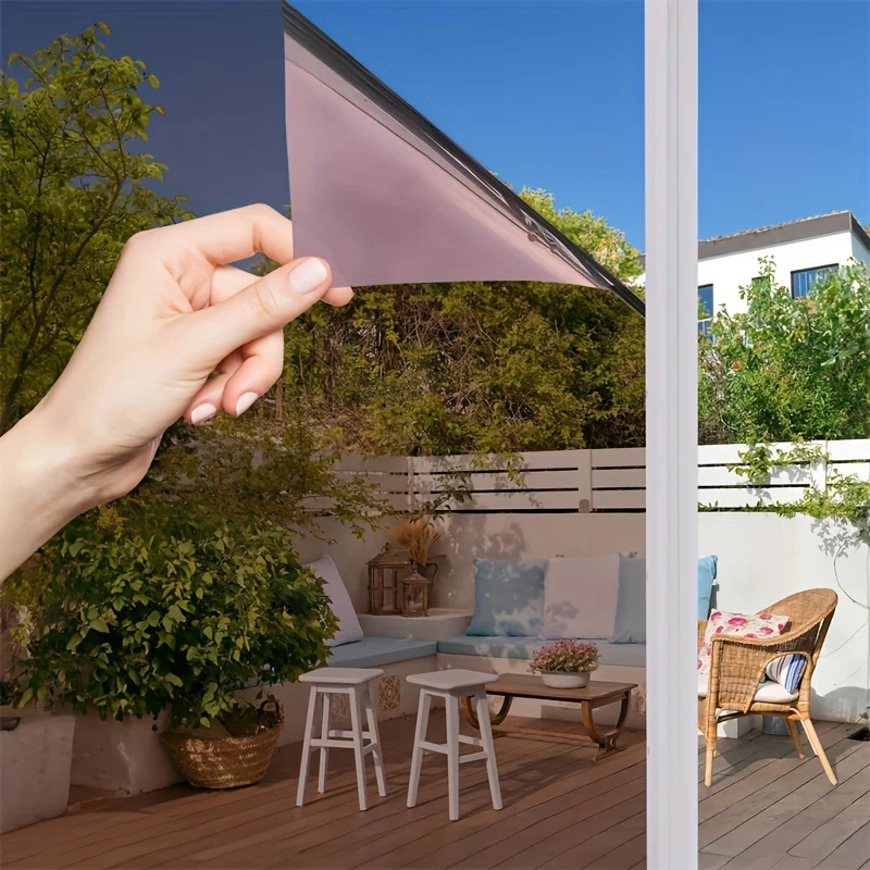 One Way Window Film Static Cling Self Adhesive Heat Control Anti Glare Removable for Bedroom Kitchen Living Room Balcony Glass