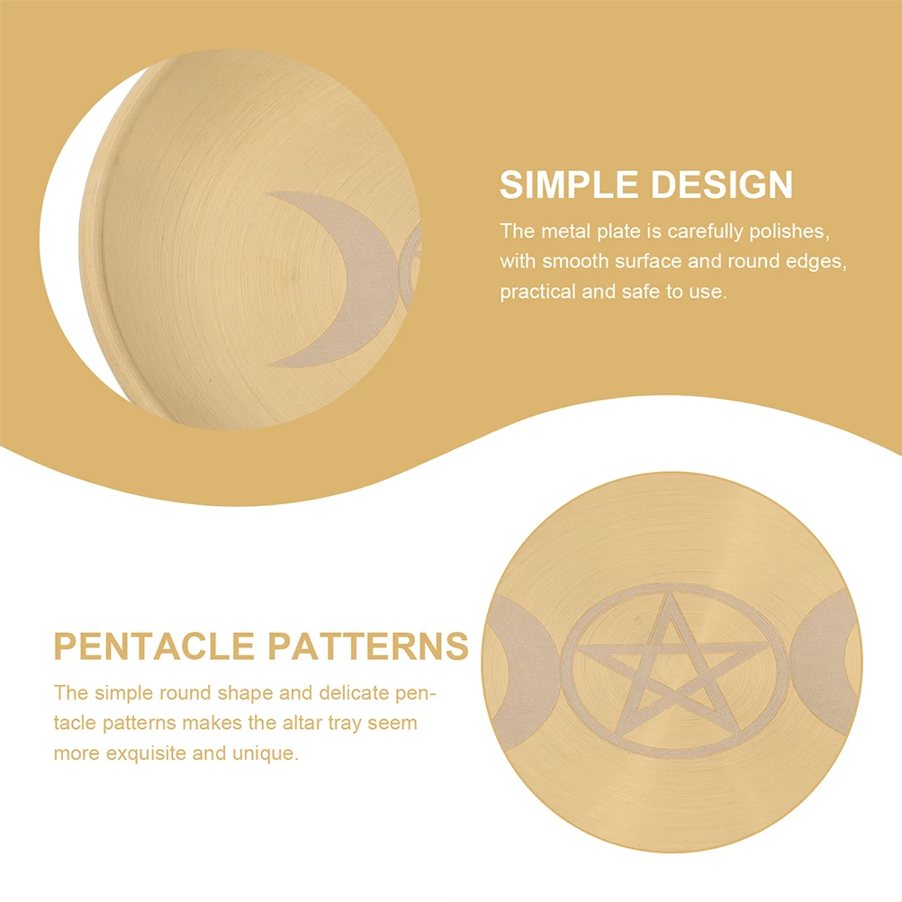 

2pcs Tarot Tray Pentacle Candlestick Plate Metal Holder For Altar Home Storage Tray Stainless Steel Household Religious