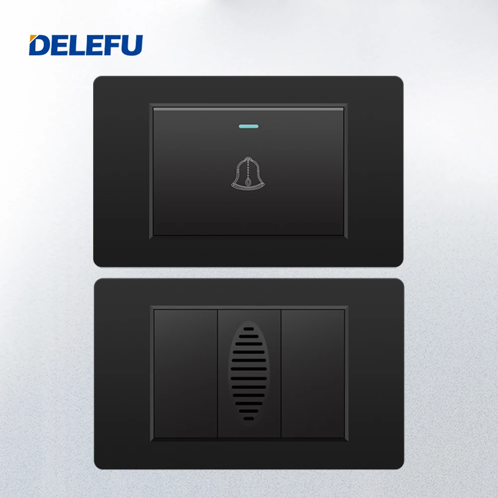 DELEFU PC Brazil Standard Switch Socket 118*72mm10A 20A Doorbell switch Doorbell Ding Dong Grey Black White Gold