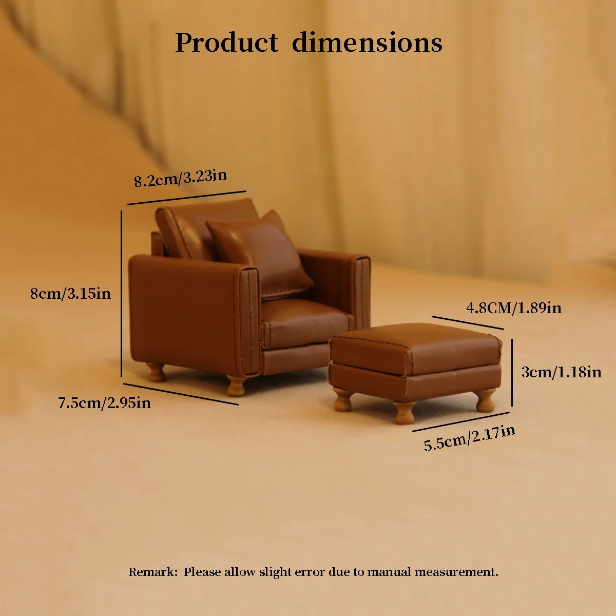 Sofá de cuero moderno en miniatura OB11, 12 escalas, sofás realistas de una sola pareja para muebles de casas de muñecas