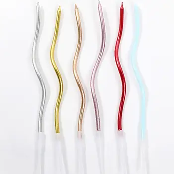 創意曲線生日蛋糕蠟燭線 多色金色 金色銀色蛋糕弧形節日派對裝飾禮品 10 最佳銷售 金色蠟燭 - №8