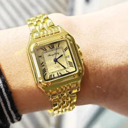 Couple Watches Square Simple Design Couple Quartz Watch Fashion Stainless Steel Women's Watch
