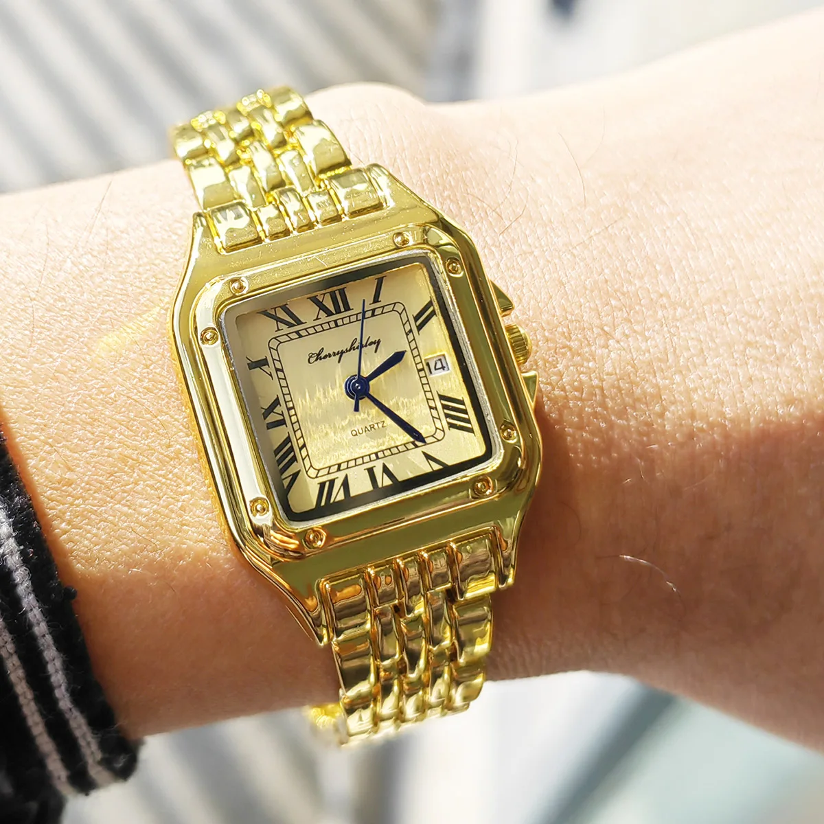 Couple Watches Square Simple Design Couple Quartz Watch Fashion Stainless Steel Women's Watch
