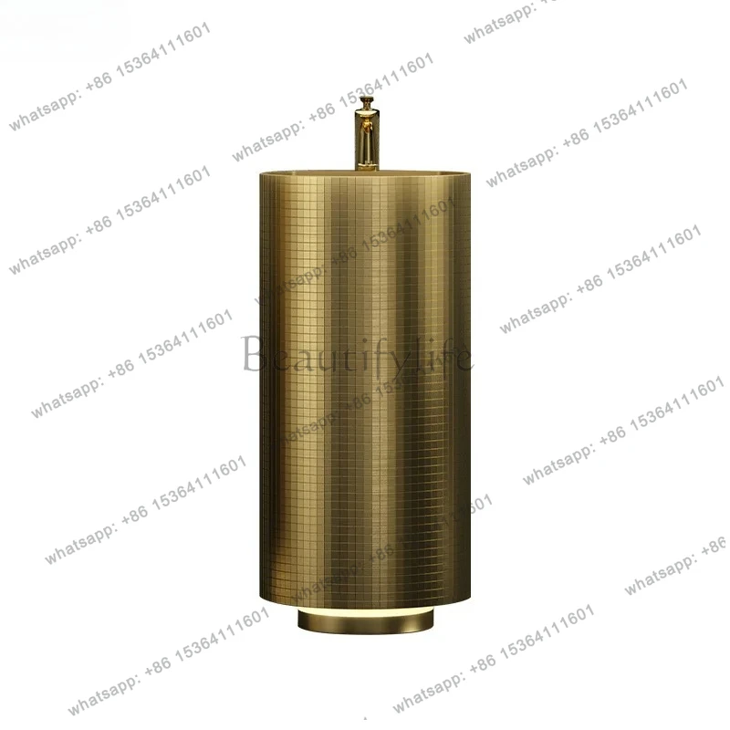 304 Stainless Steel Wash Basin Grid Round Pedestal Basin Suspended Anti-Kick