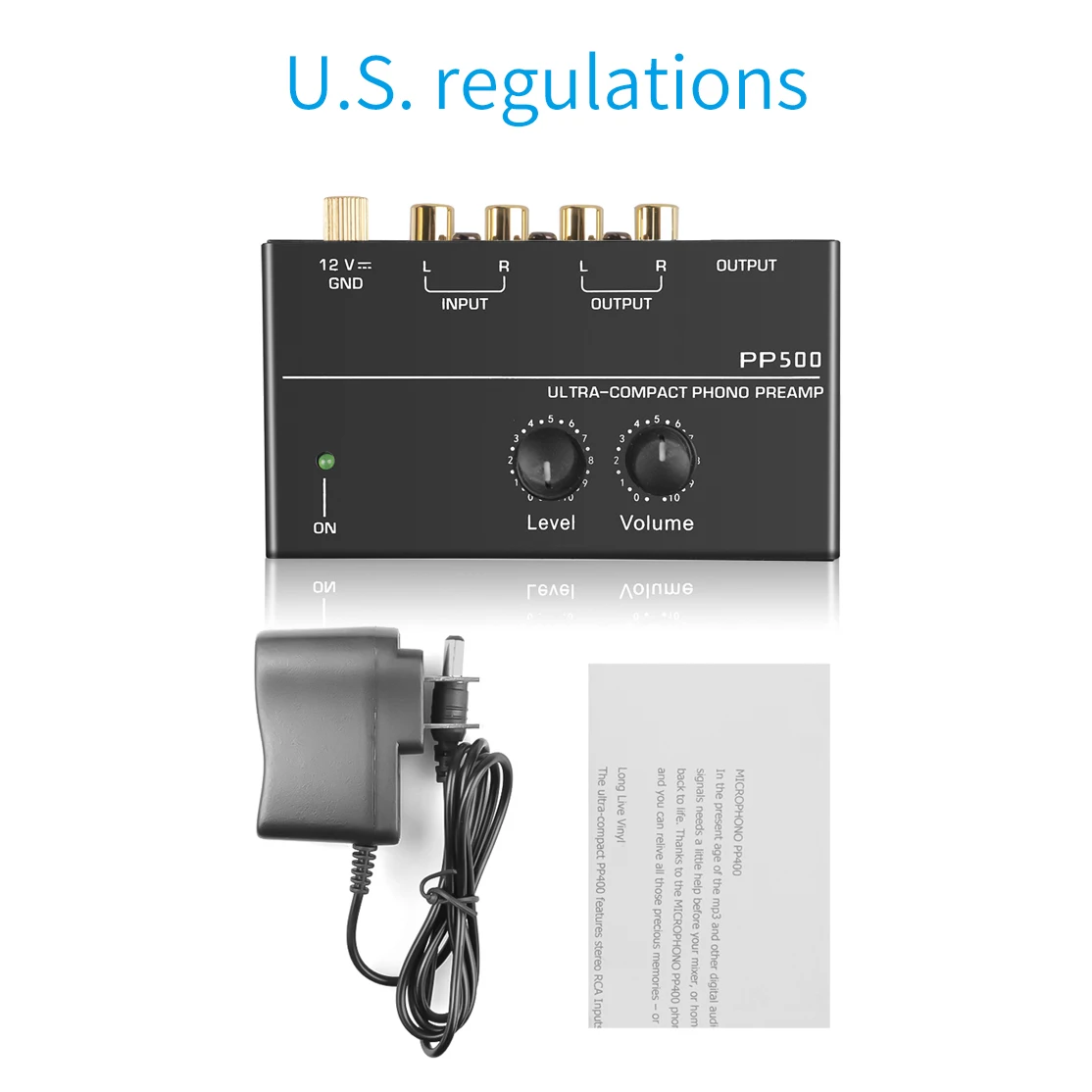 PP500 Phono Voorversterker Voorversterker Hoofdtelefoon Voorversterker Microfoon Vergroten Mixer met Niveau Volumeregeling voor Vinyl Draaitafel