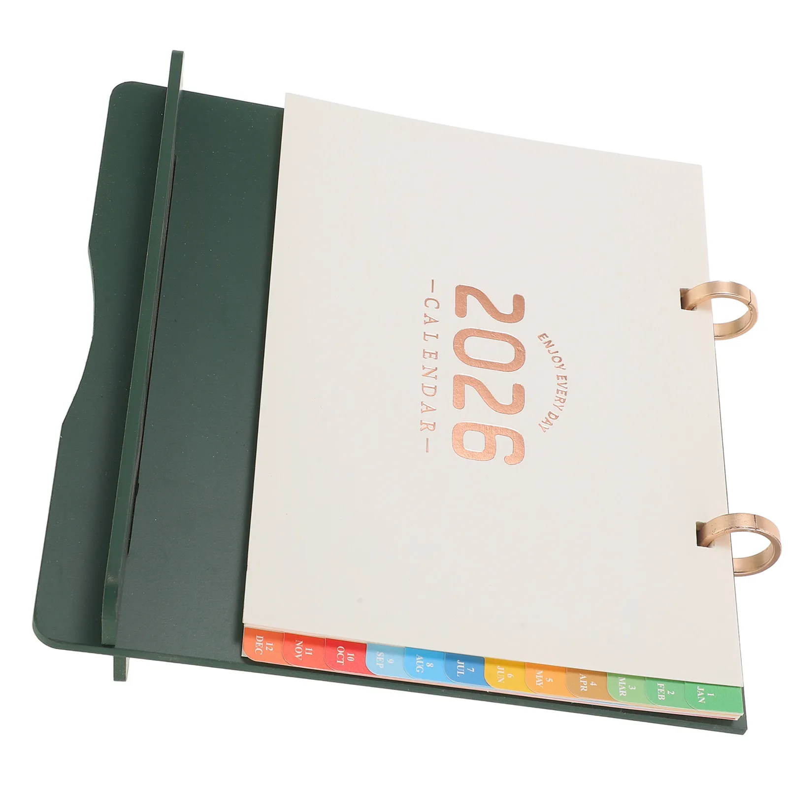 

2026 Flip Desk Calendar Wooden Standing Desktop Planner Yearly Monthly Memo Organizer for Office Home Study Green