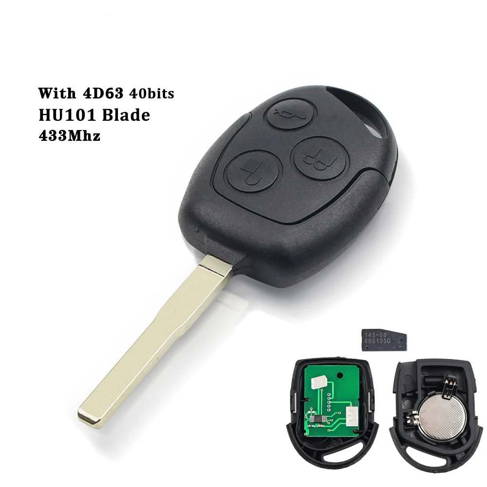 KEYYOU Für Ford 3 Tasten 433MHZ Fern Eintrag Key Fob Für Ford /Mondeo /Fiesta /Focus/ka Transit