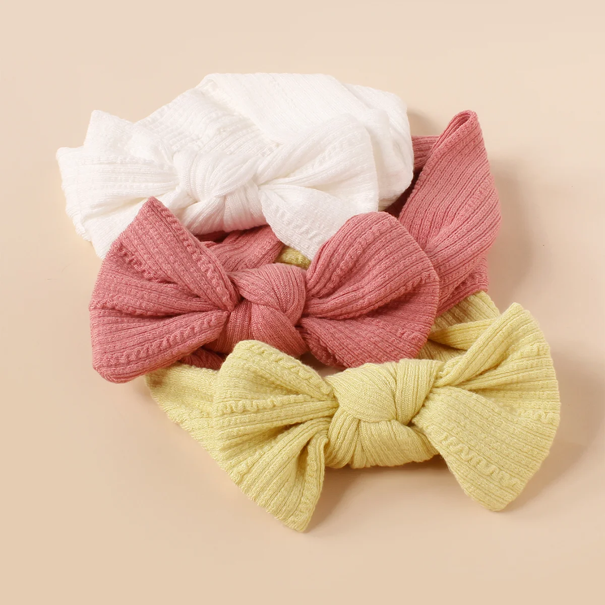 3Pcs/Set Newborn Jacquard Top Knot Soft Nylon Stretchy Bow Headband For Girls Kids Fashion Daliy Hair Accessories