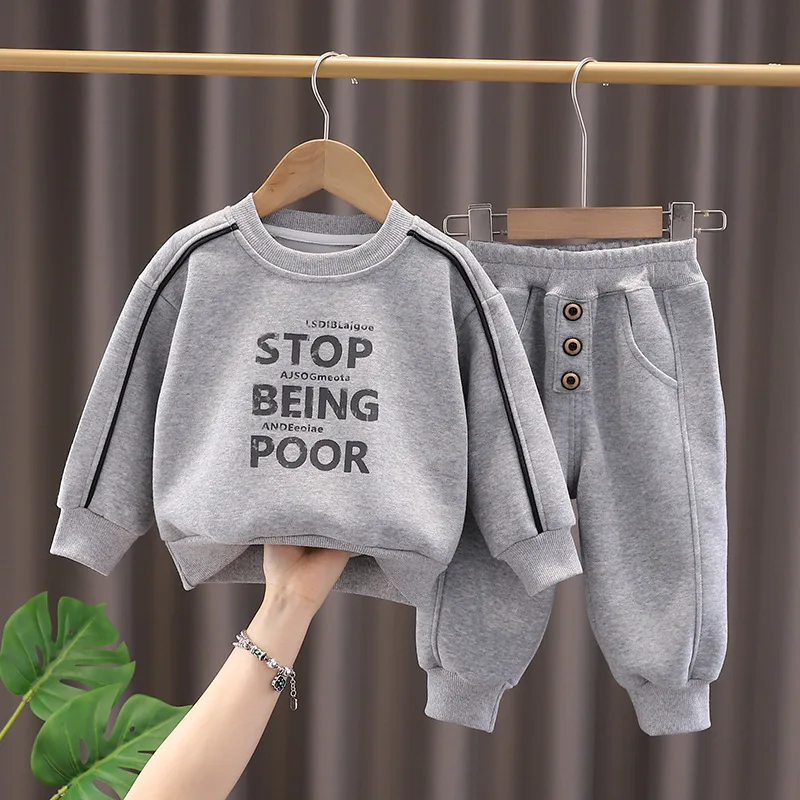 New Spring Autumn Baby Girls Clothes Children Boys Letter Long Sleeved T-Shirt Pants 2Pcs/Sets Infant Clothing Kids Tracksuits