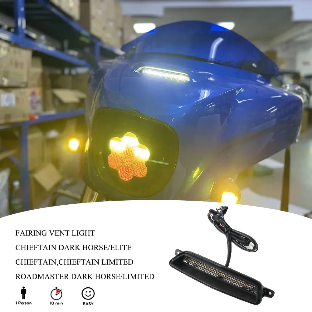 

Motorcycle LED Fairing Vent Insert Light High Brightness Auxiliary Lamp Fit For Indian Chieftain Limited & Dark Horse 2019-2023