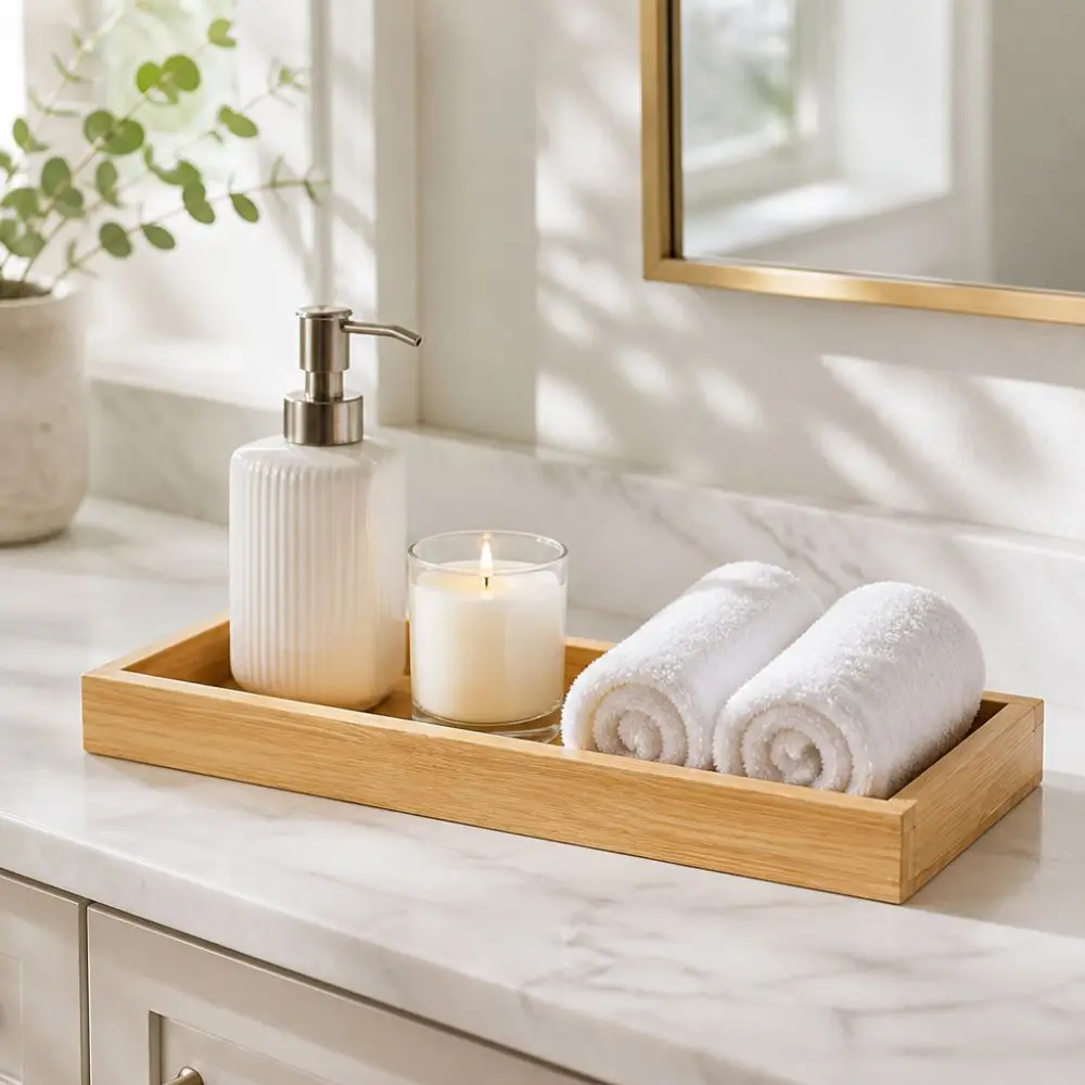 New Multi Use Serving Tray Japanese Style Rectangle Bathroom Organizer Decorative Tray Dresser