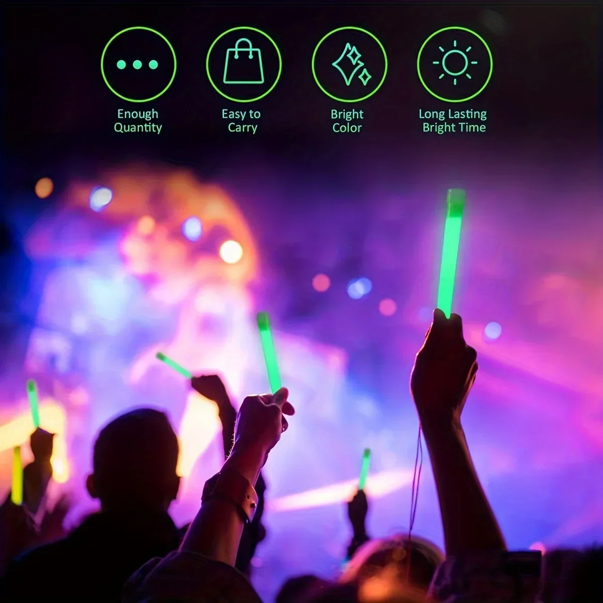 2026 Neueste Grüne Chemilumineszenz-Leuchtstäbe, Langlebige Selbstleuchtende Stäbe für Camping & Partys – Detail 6