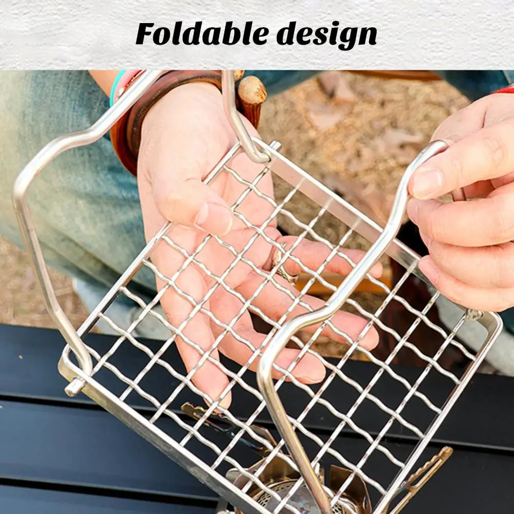 Folding Campfire Grill Bbq Grill Portable Folding Gas Stove Stand Heat-resistant Picnic Grill Grate High Stability Camping Bbq