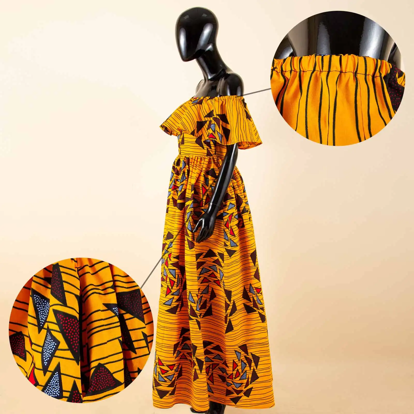 African Long Maxi Dresses for Women Off Shoulder Wax Attire Party Wedding Wear A-line Dress Casual Print AFRIPRIDE S1925099