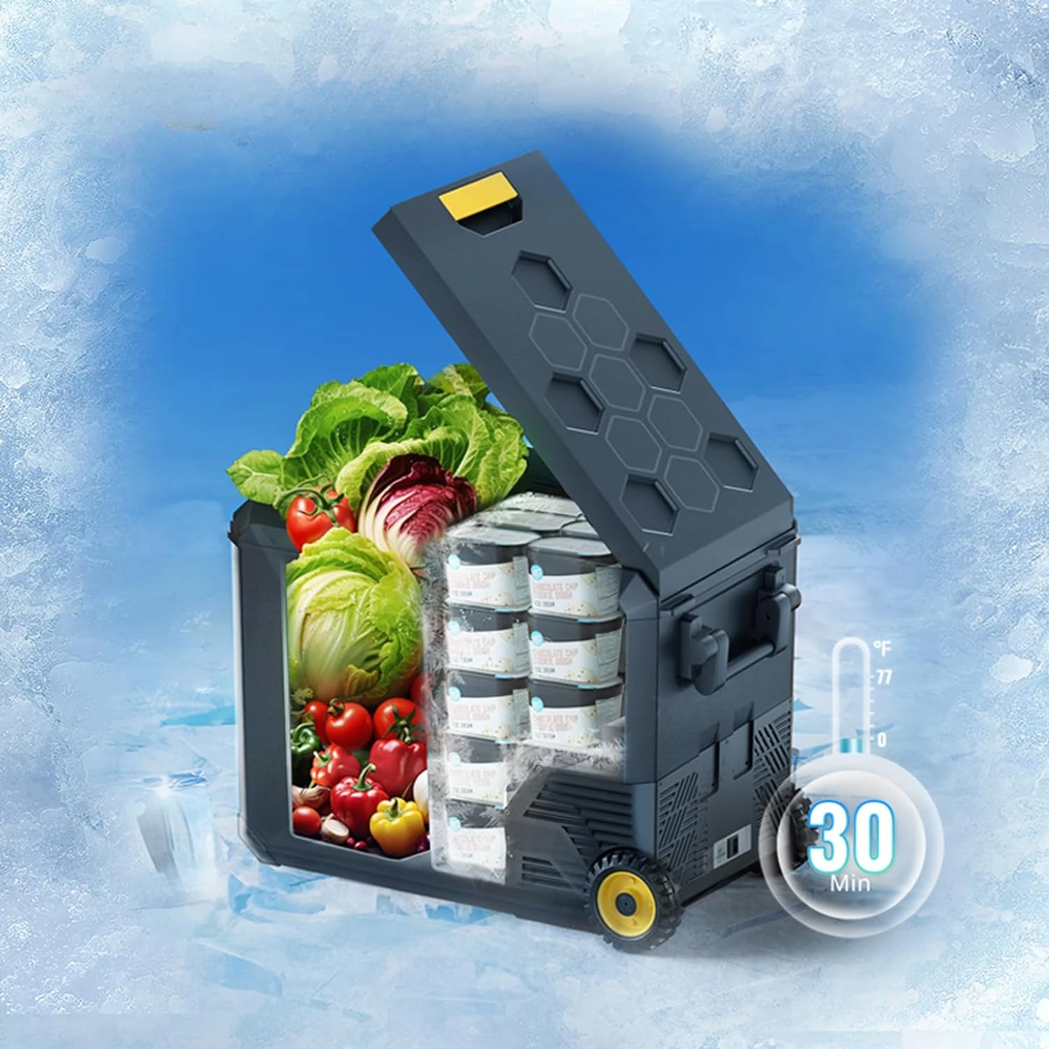 Car Refrigerator Cooler, Fridge Dual-System & Dual-Zone 12v Refrigerator, Quick Freeze To -4 °F, Portable Refrigerator Cooler