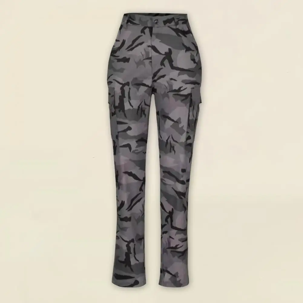 Camouflage Pattern Bottoms Camouflage Cargo Pants for Women Stylish Mid-rise Overalls with Multi Pockets Loose Fit for Sporty