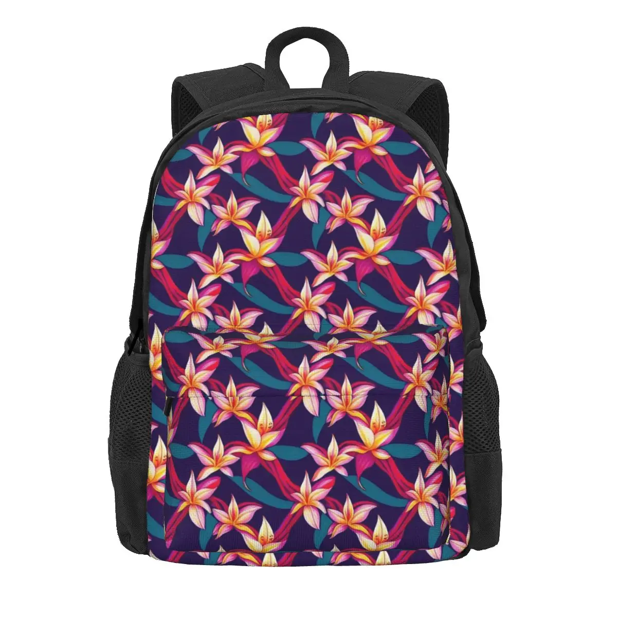 Lily Floral Backpack Unisex 90s Nostalgia Flower Pattern Backpacks Polyester Cool School Bags Daily High Quality Rucksack