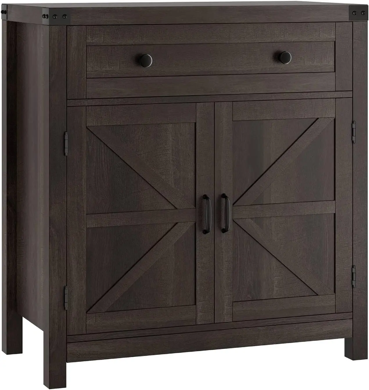 HOSTACK Coffee Bar Cabinet, Kitchen Storage Cabinet, Modern Farmhouse Buffet Sideboard with Drawer and Adjustable Shelf