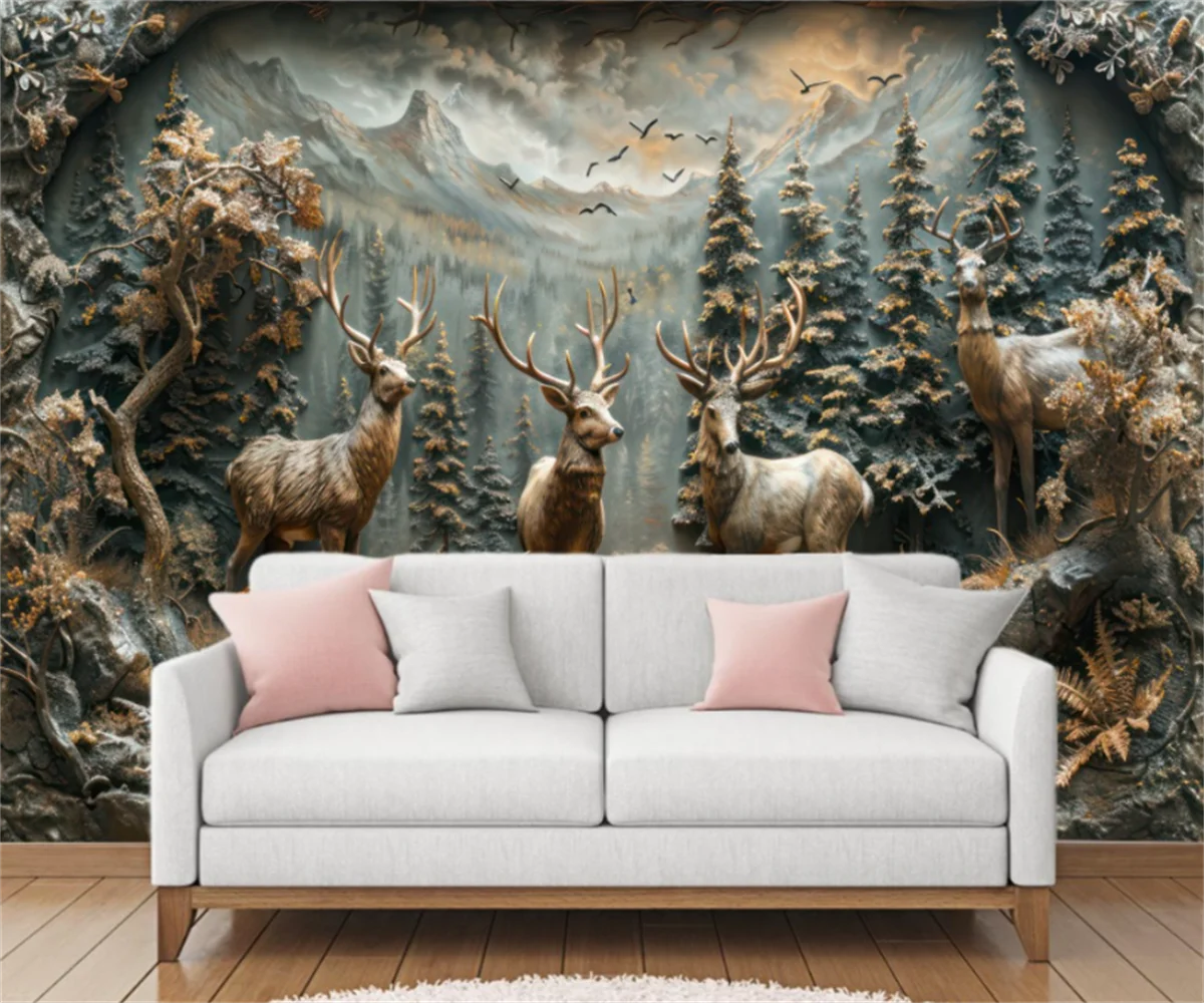 beibehang Customize the latest modern minimalist three-dimensional geometry TV sofa, living room background wallpaper