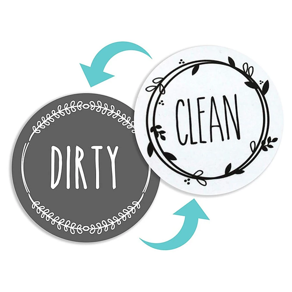 1pc Round Magnetic Fridge Sticker  Clean Dirty Instruction Dishwasher Sticker Home Accessories  Decoration Refrigerator Magnets
