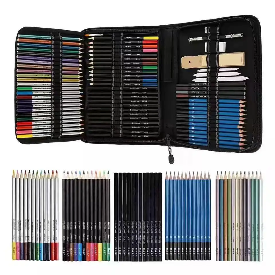 72pcs Drawing Sketching Pencil Art Painting Set Tools for Professionals or Beginners Art Supply Box Pacakge Gift Supply