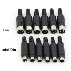 Din Male or Mini 3/4/5/6/7/8 Pins Plug Plastic Handle Adapter Soldering S Video Terminal Cable for ps2 Connector Circular Plug