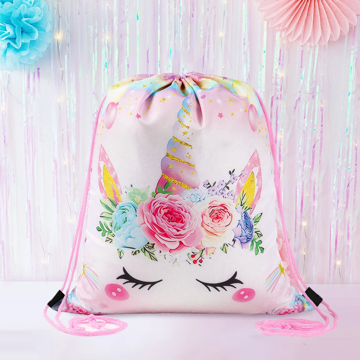 Drawstring Strap Pocket Storage Bag Unicorn Backpack For Adult Children Waterproof Backpacks Cartoon Sundries Bags Cute Satchel