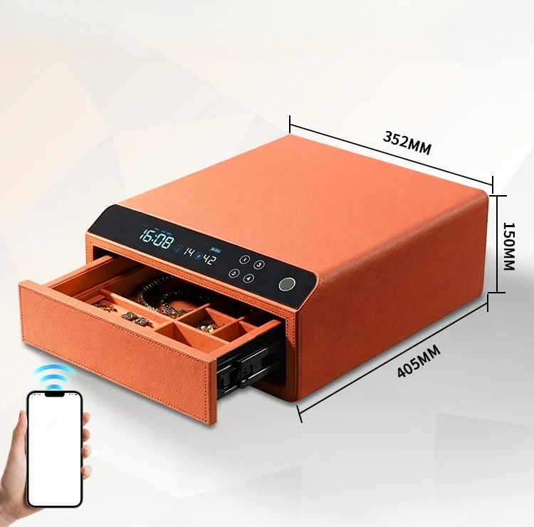 Digital Fingerprint Smart Safe Leather Bluetooth Drawer Safe Jewelry Watch Winder Key Safe