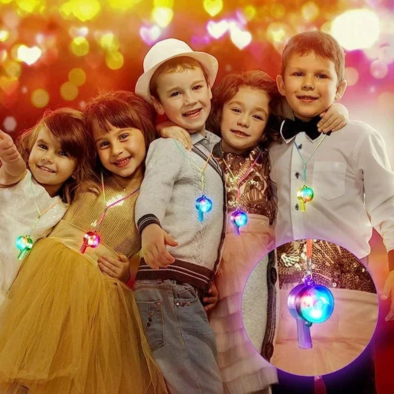 10-80 قطعة LED توهج صافرة مع الحبل توهج في الظلام حفلة تفضل متعة متوهجة لعبة صفارات الطرف الديكور للأطفال البالغين