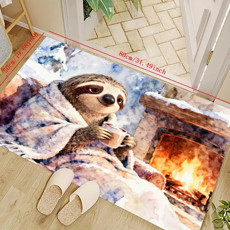 

1PC Cozy Sloth Cartoon Area Rug for Living Room, Warm and Inviting Blanket Design Floor Mat, Cute Home Decoration for Kids' Play
