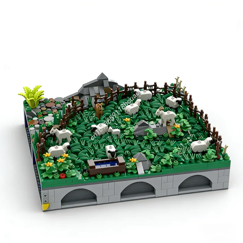 872pcs MOC Castle Hohengeroldseck Landscape Sheep Model Building Blocks Construction Christmas Gifts Education Brick Toy