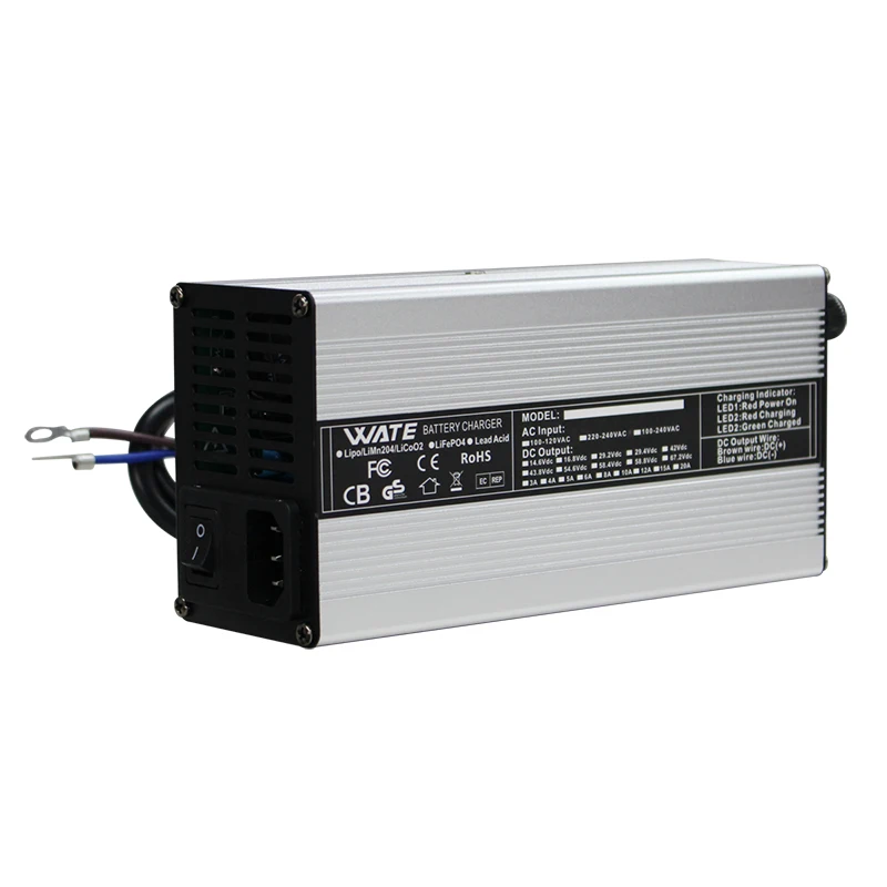 شاحن 67.2 فولت 10 أمبير غلاف ألومنيوم ذكي مناسب لبطارية ليثيوم 16 ثانية 60 فولت شحن سريع، آمن ومستقر