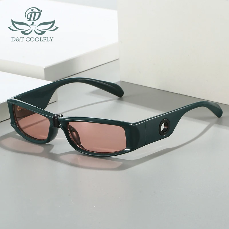 D&T 2024 New Fashion Rectangle Sunglasses Men Women Vintage Slender Type PC Lens Frame Hiking Travel Style Brand Designer UV400