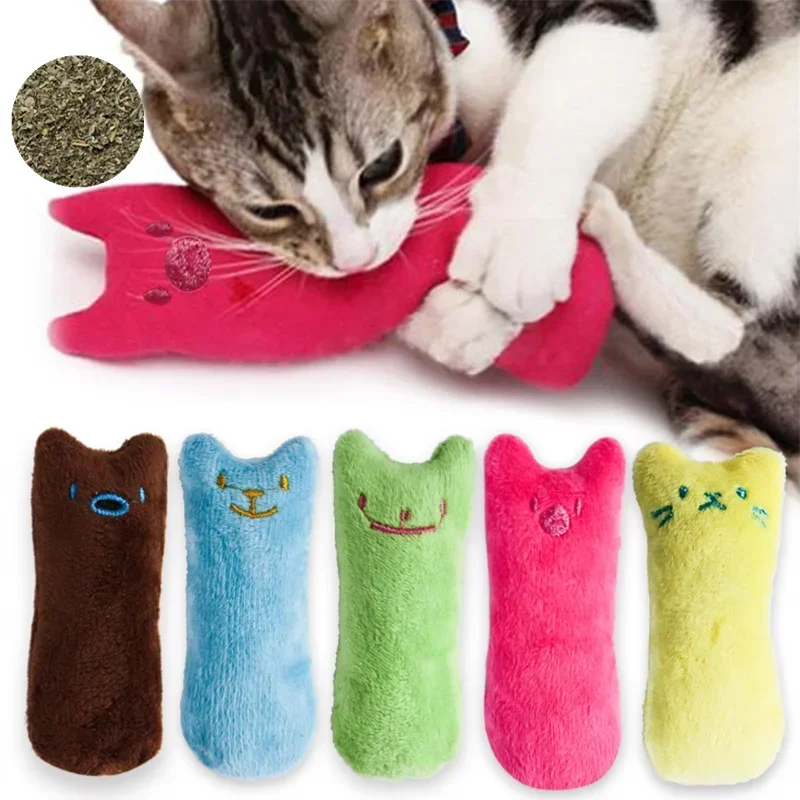 Cute Cat Toys Funny Interactive Plush Mini Teeth Grinding Catnip Toy Kitten Chewing Squeaky Pet Supplies Claws Thumb Bite Mint