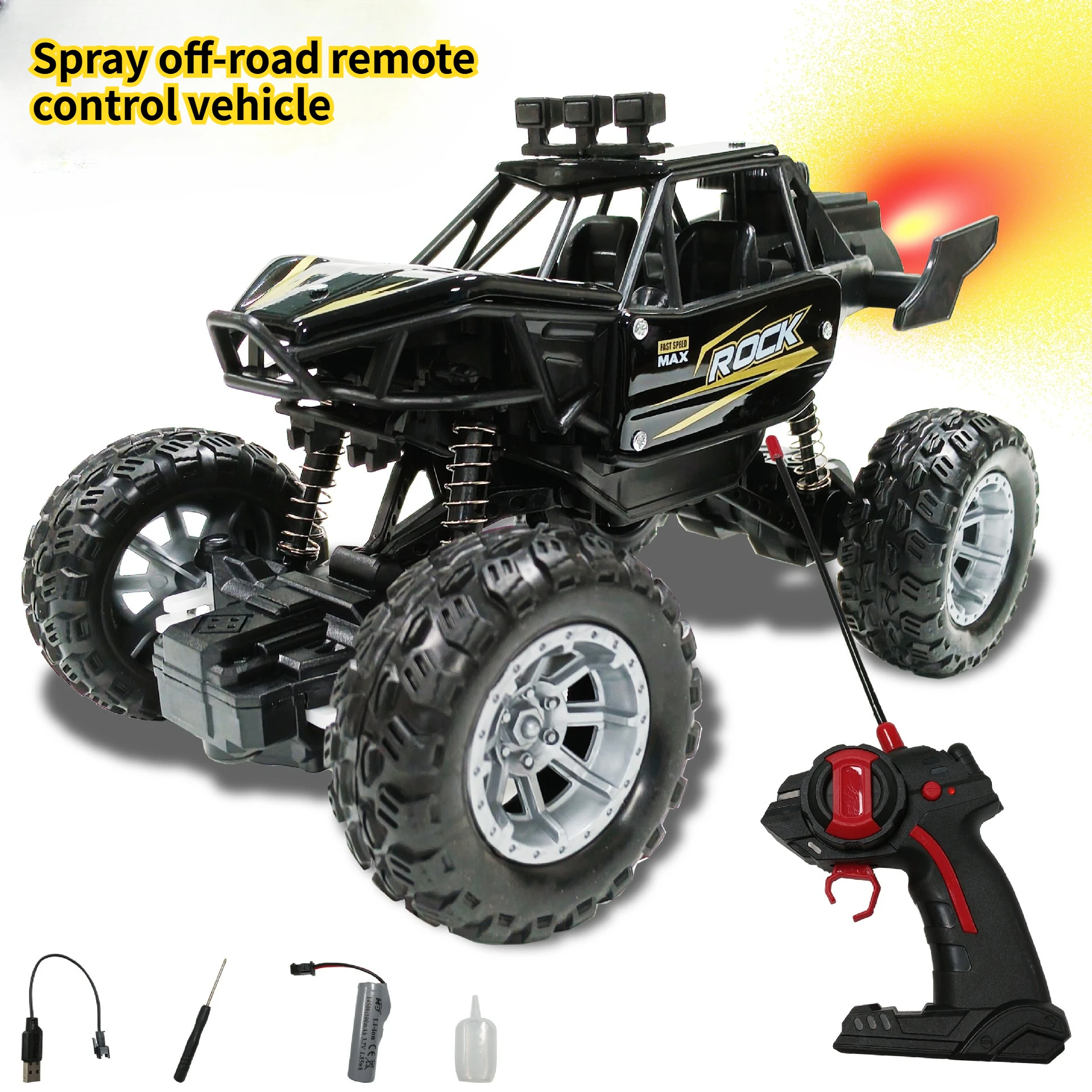 

Alloy Spray Off-road Remote Control Vehicle Toys Large Footed Climbing Car Model with Lights Boy's Gift Rechargeable Racing Car