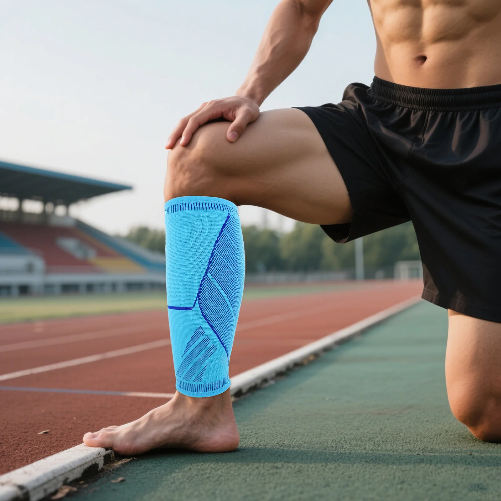 

Sports Leggings Calf Sleeves for Men Basketball Blue Nylon Compression and Women