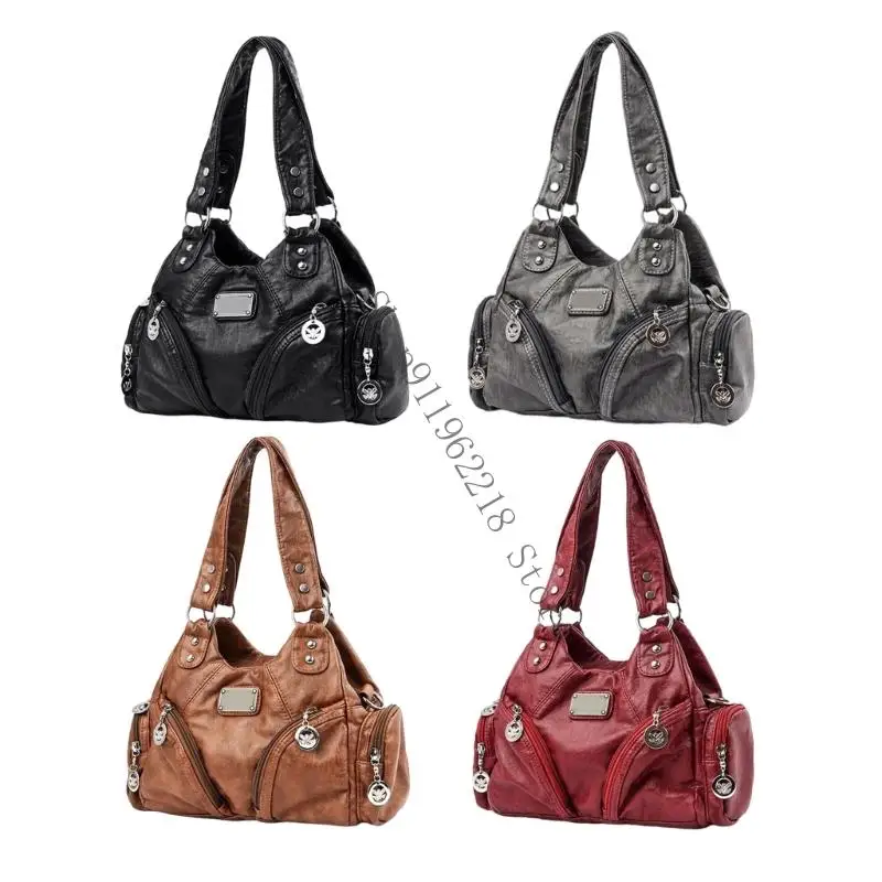 

Women Top Handle Bag PU Leather Shoulder Bag Commuting Bag Retro Crossbody Bag 066F