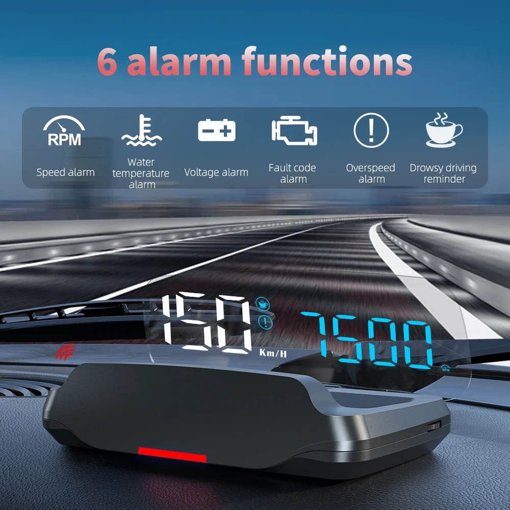 2024 New OBD Head Up Display with 6 Alarm C7B HUD Speed Alarm Water Temp Voltage Overspeed Driving Reminder Multi-function