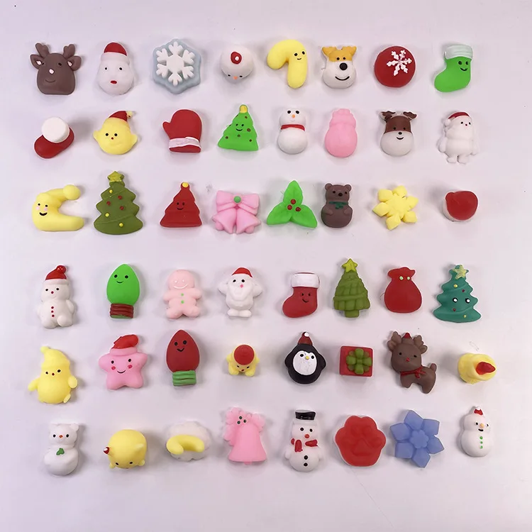 5-50Pcs Christmas Mochi Squishies Toys Kawaii Santa Claus Snowman Squeeze Stress Relief Toys New Year 2023 Christmas Gift