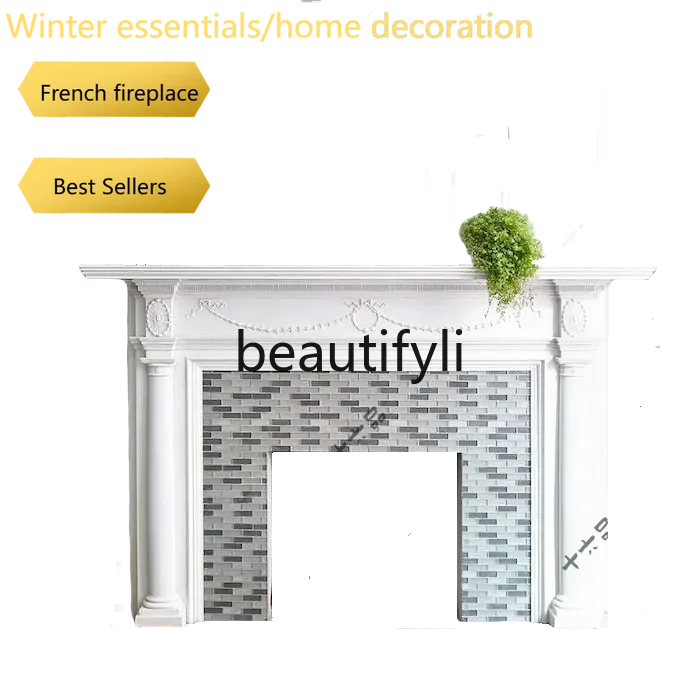 A95 Vintage Style Fireplace Mantel Retro French Entryway Cabinet Water Divider Cover American Decorative Cabinet