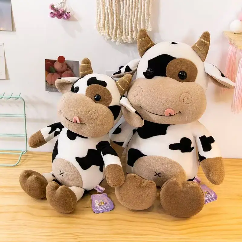 Kids Cartoon Milk Cow Kawaii Plush Doll Cute Simulation Cattle Animals Plush Toys Soft Stuffed Cow Pillow Children Toys Gifts