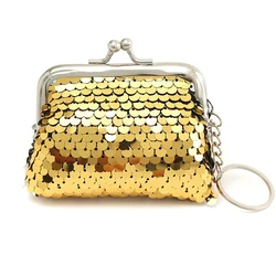 Women Paillette Mini Coin Purse Female Clutch Bag Metal Hasp Change Keychain Key Access Card Holder Small Wallet Money Bag