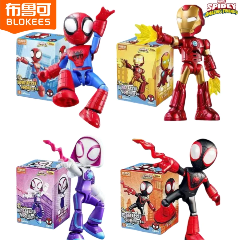 

BLOKEES Building Block Man Spider-Man Partner Magic Edition 1nd Iron Man Ghost Spider Assembly Model Collect Toys Children Gift