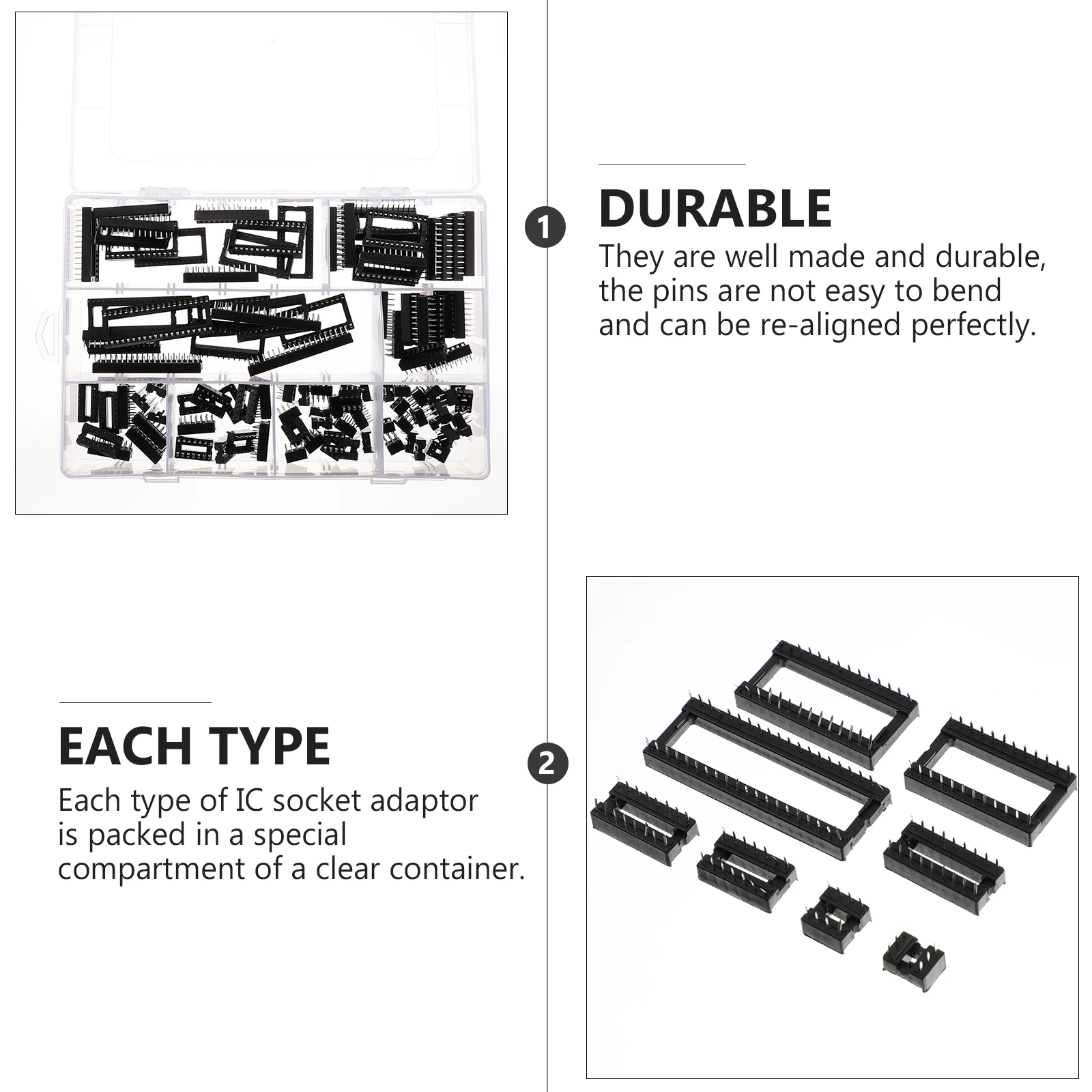 

150Pcs Soldering Ic Socket Set Dip Double Precision Timer Amplifier Assembly 6 8 14 16 18 24 28 40 Pin Integrated