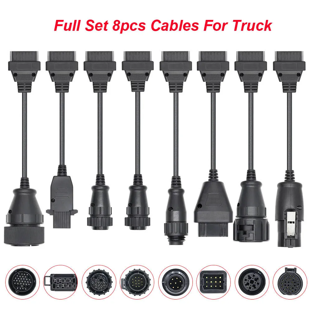 

8PCS Truck Diagnostic Cable Kit Professional OBD2 Scanner Automotive 8 in1 Wire Adapter for Vehicles Car Diagnostic Tool Set