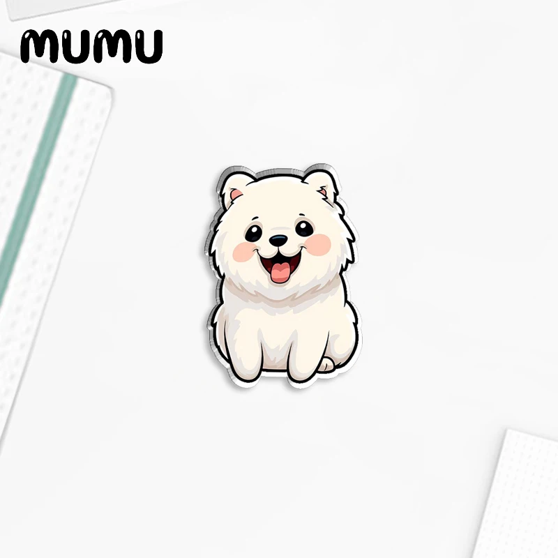 2023 New Cute Samoyed Lapel Pin Acrylic Brooches White Puppy Handmade Epoxy Jewelry Shirt Bag Badge