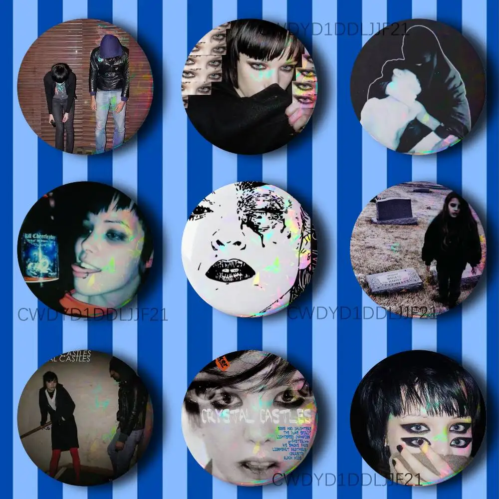 

C-Crystal Castles Band Amnesty Vintage Anime Brooch Creative Badge for Hat Bag Decoration Fans Collect Gifts